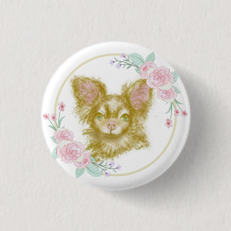 Badge Rond 2,50 Cm Bouton Blossoms Chihuahua