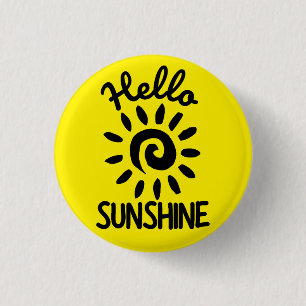 Badge Rond 2,50 Cm Bouton Bonjour Sunshine