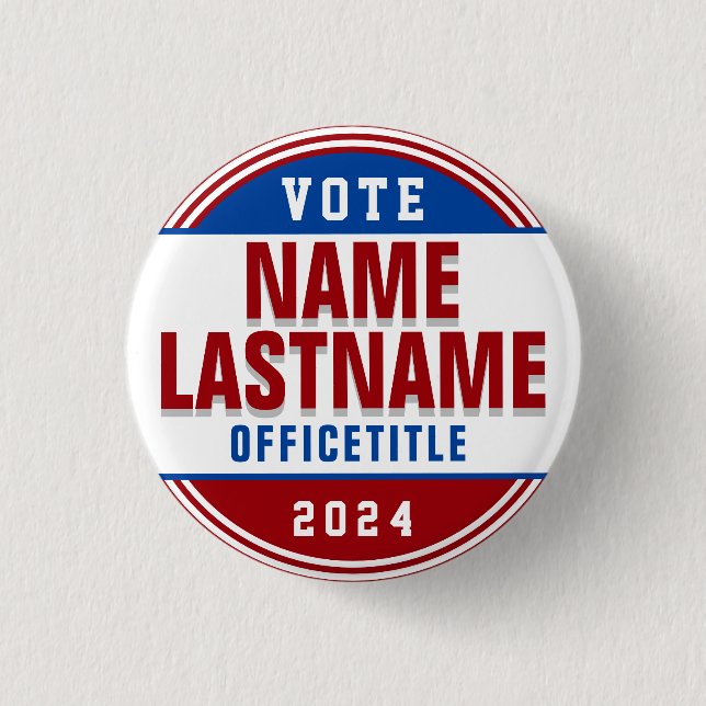 Badge Rond 2,50 Cm Bouton Campagne électorale Rouge, Bleu Blanc (Devant)