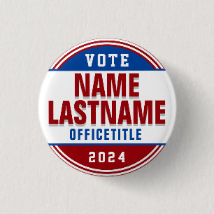 Badge Rond 2,50 Cm Bouton Campagne électorale Rouge, Bleu Blanc