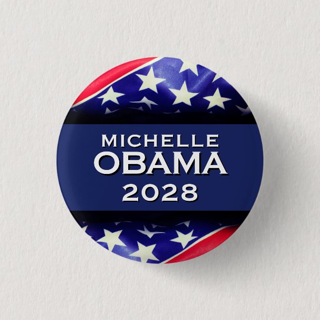 Badge Rond 2,50 Cm Bouton Campagne Michelle OBAMA 2028 (Devant)