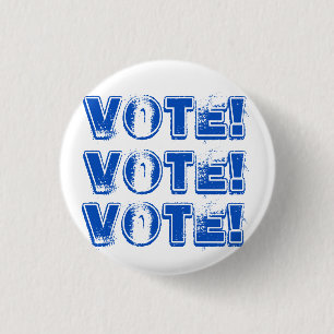 Badge Rond 2,50 Cm Bouton Campagne VOTE VOTE Bleu dévêtu