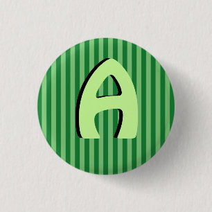 Badge Rond 2,50 Cm Bouton capital de Lignes Vertes d'alphabet