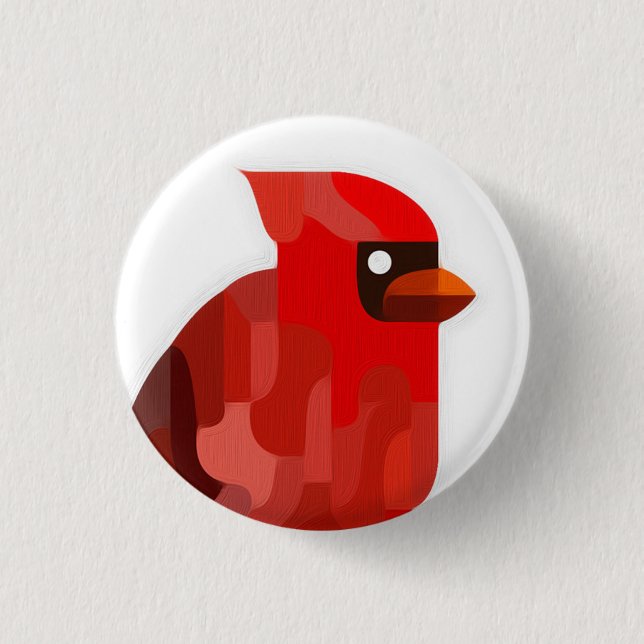 Badge Rond 2,50 Cm Bouton cardinal d'oiseau (Devant)