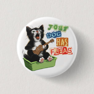 Badge Rond 2,50 Cm Bouton Cat Ukulele