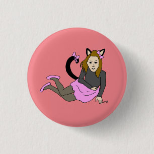 Badge Rond 2,50 Cm bouton catgirl