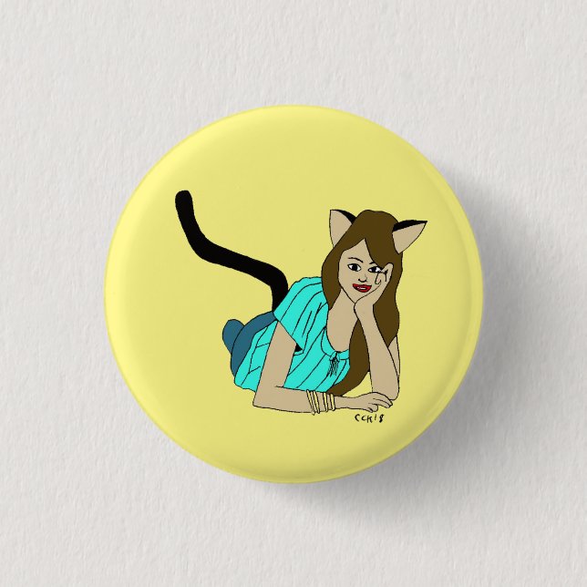 Badge Rond 2,50 Cm bouton catgirl (Devant)