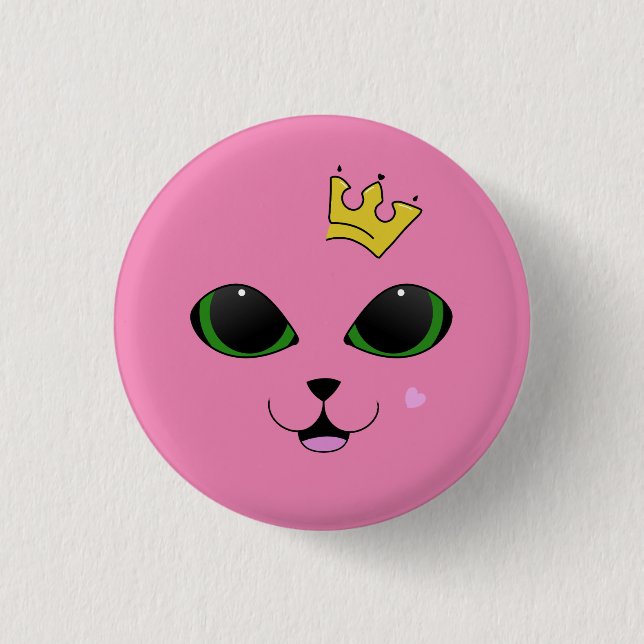 Badge Rond 2,50 Cm Bouton Chat Crowned Rose (Devant)