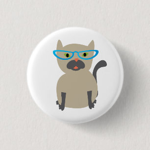 Badge Rond 2,50 Cm Bouton Chat en lunettes