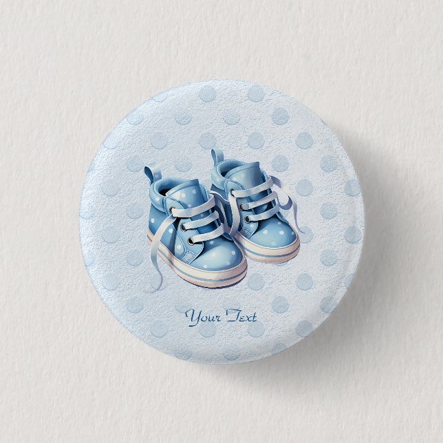 Badge Rond 2,50 Cm Bouton Chaussures Bébé Bleu (Devant)