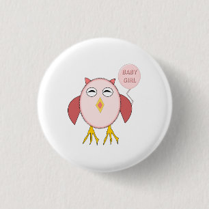 Badge Rond 2,50 Cm Bouton Chouette Bébé Rose Cute
