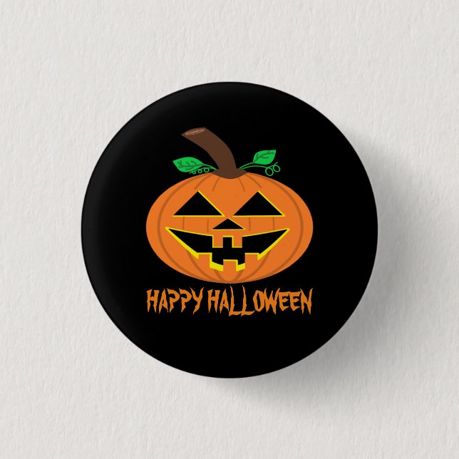 Badge Rond 2,50 Cm Bouton Citrouille d'Halloween heureux (Devant)