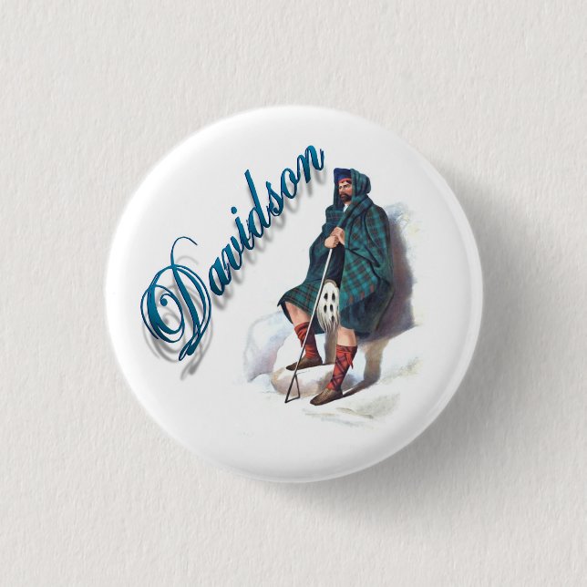 Badge Rond 2,50 Cm Bouton Clan Davidson Scottish Dream (Devant)