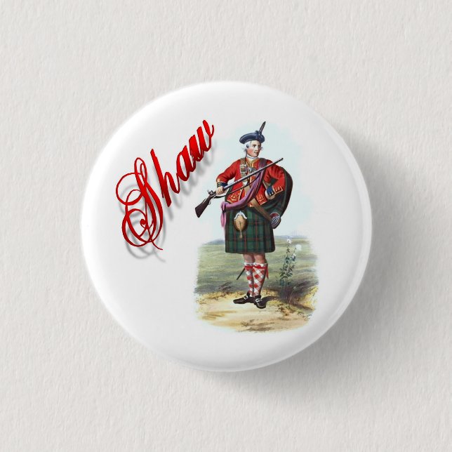 Badge Rond 2,50 Cm Bouton Clan Shaw Scottish Dream (Devant)