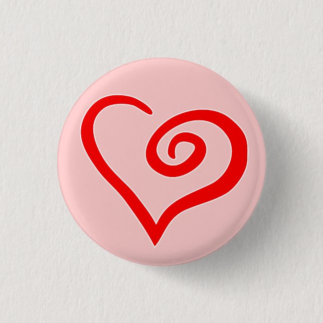 Badge Rond 2,50 Cm Bouton Coeur (Devant)