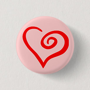 Badge Rond 2,50 Cm Bouton Coeur