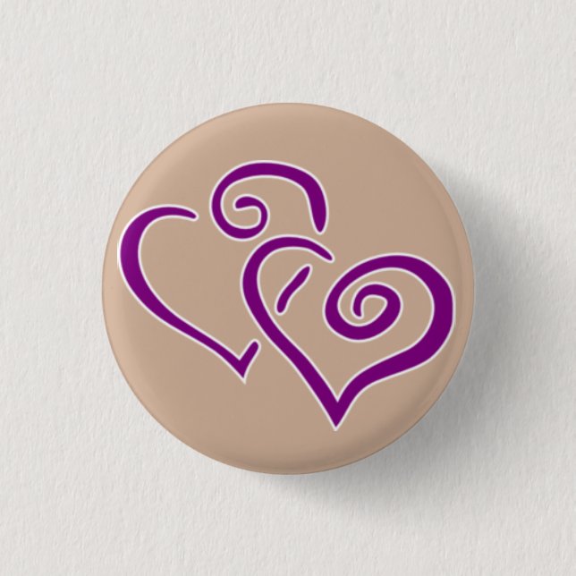 Badge Rond 2,50 Cm Bouton Coeur (Devant)