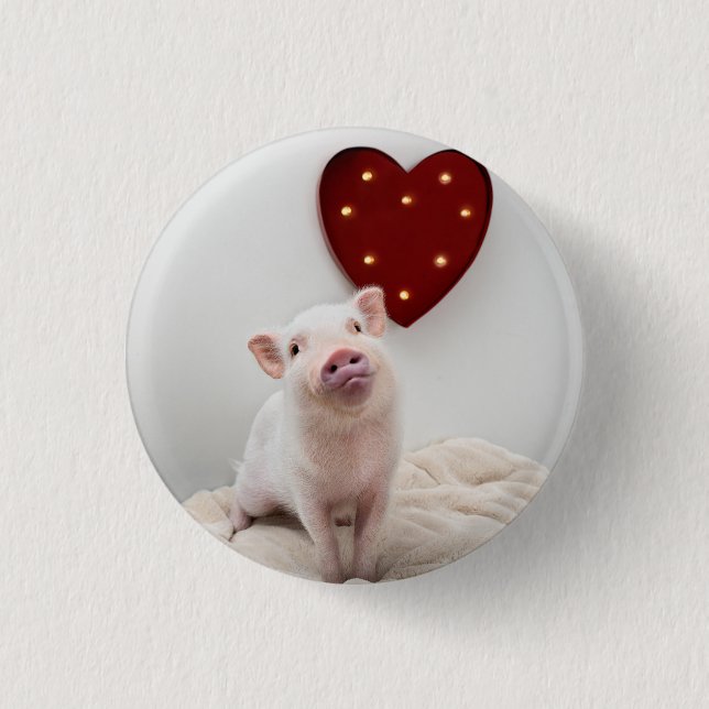 Badge Rond 2,50 Cm Bouton Coeur (Devant)