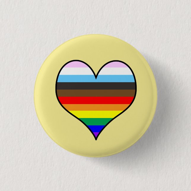 Badge Rond 2,50 Cm Bouton Coeur arc-en-ciel (Devant)