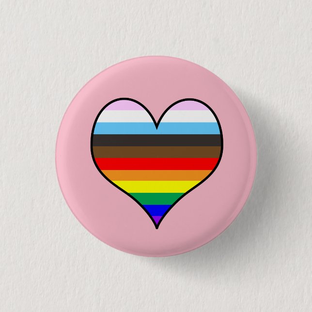 Badge Rond 2,50 Cm Bouton Coeur arc-en-ciel (Devant)