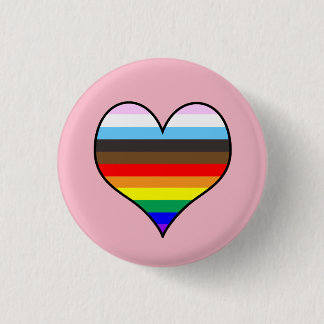 Badge Rond 2,50 Cm Bouton Coeur arc-en-ciel