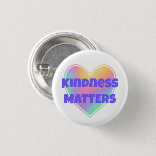 Badge Rond 2,50 Cm Bouton Coeur arc-en-ciel Kindness Matters