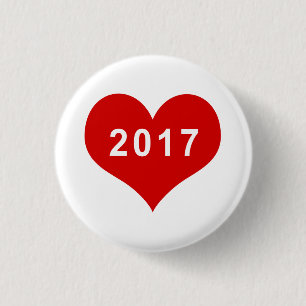 Badge Rond 2,50 Cm Bouton Coeur d'amour rouge 2017