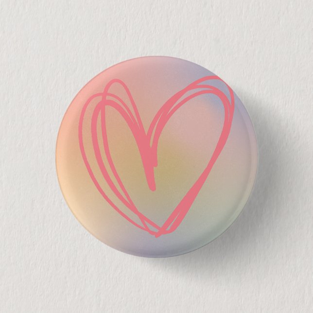 Badge Rond 2,50 Cm bouton coeur d'aquarelle (Devant)