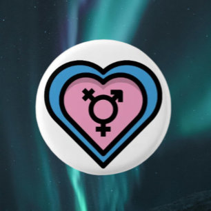 Badge Rond 2,50 Cm Bouton Coeur de la Fierté Trans
