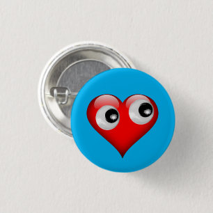 Badge Rond 2,50 Cm Bouton Coeur des yeux googly