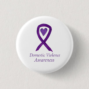 Badge Rond 2,50 Cm Bouton Coeur du ruban de sensibilisation à la viol