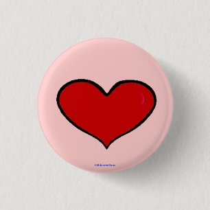 Badge Rond 2,50 Cm bouton - coeur rouge