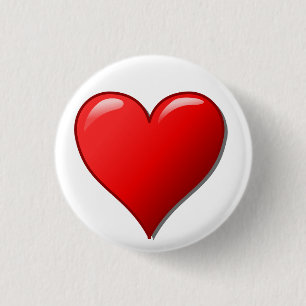 Badge Rond 2,50 Cm Bouton Coeur rouge