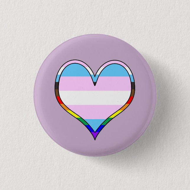 Badge Rond 2,50 Cm Bouton Coeur Trans Pride (Devant)