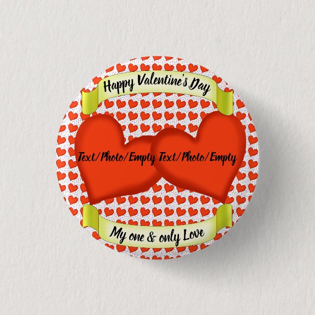 Badge Rond 2,50 Cm Bouton Coeurs d'amour (Devant)