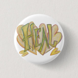 Badge Rond 2,50 Cm Bouton Coeurs guérisseurs Word Art Lapel Pin