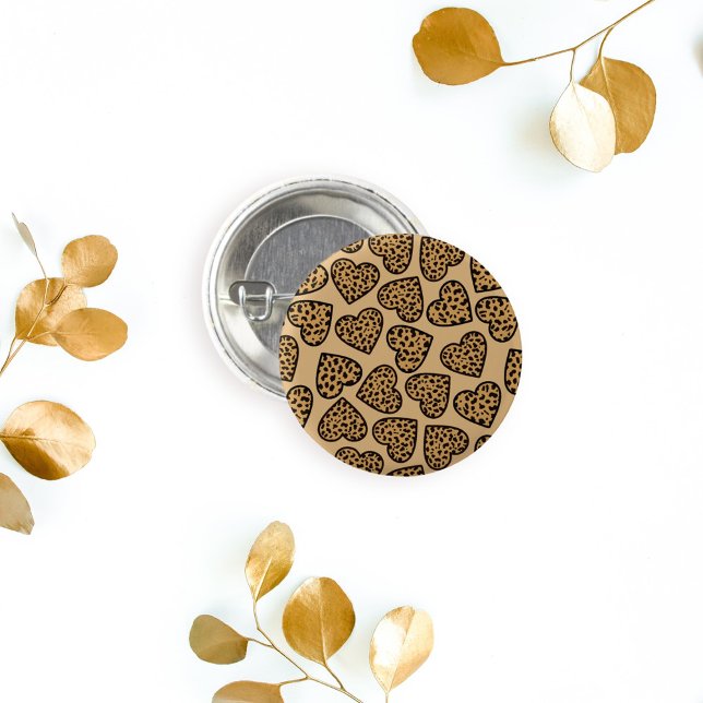 Badge Rond 2,50 Cm Bouton Coeurs léopard (Créateur téléchargé)