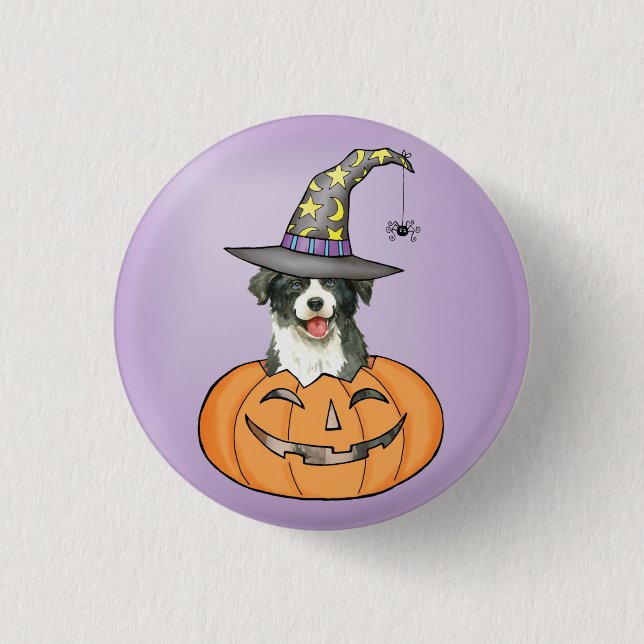 Badge Rond 2,50 Cm Bouton Collie Bordure Halloween (Devant)