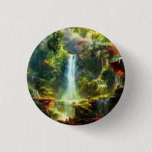Badge Rond 2,50 Cm Bouton Coloré Rustic Nature Waterfalls