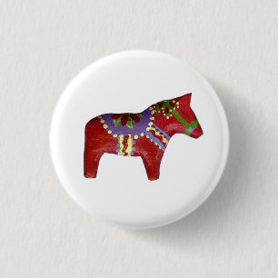 Badge Rond 2,50 Cm Bouton/conception de cheval Dala rouge # 4