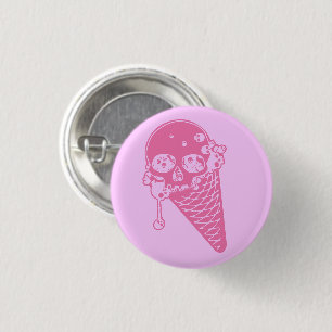Badge Rond 2,50 Cm Bouton cône de crème glacée rose