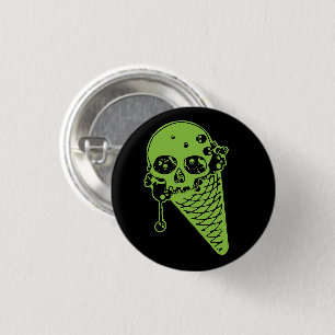 Badge Rond 2,50 Cm Bouton Cône de Glace Empoisonné Vert
