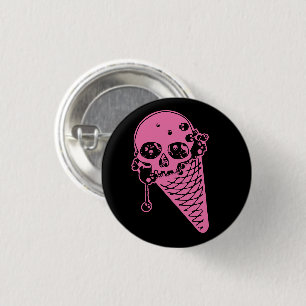 Badge Rond 2,50 Cm Bouton Cône de Glace Évil Rose