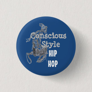 Badge Rond 2,50 Cm Bouton conscient bleu de hip hop de style