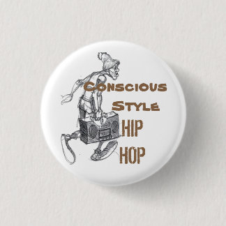 Badge Rond 2,50 Cm bouton conscient Brun-blanc de hip hop de style