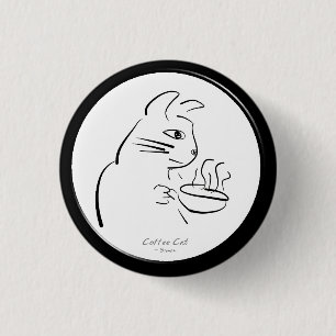 Badge Rond 2,50 Cm Bouton cool Coffee Cat