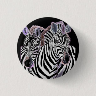 Badge Rond 2,50 Cm Bouton Couple Zebra