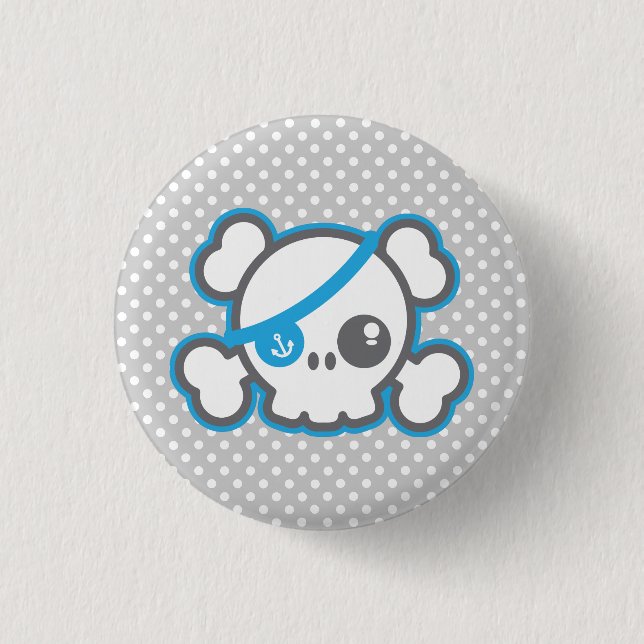 Badge Rond 2,50 Cm Bouton crâne du pirate Kawaii (Devant)