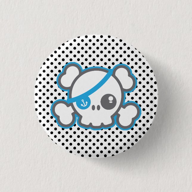 Badge Rond 2,50 Cm Bouton crâne du pirate Kawaii (Devant)
