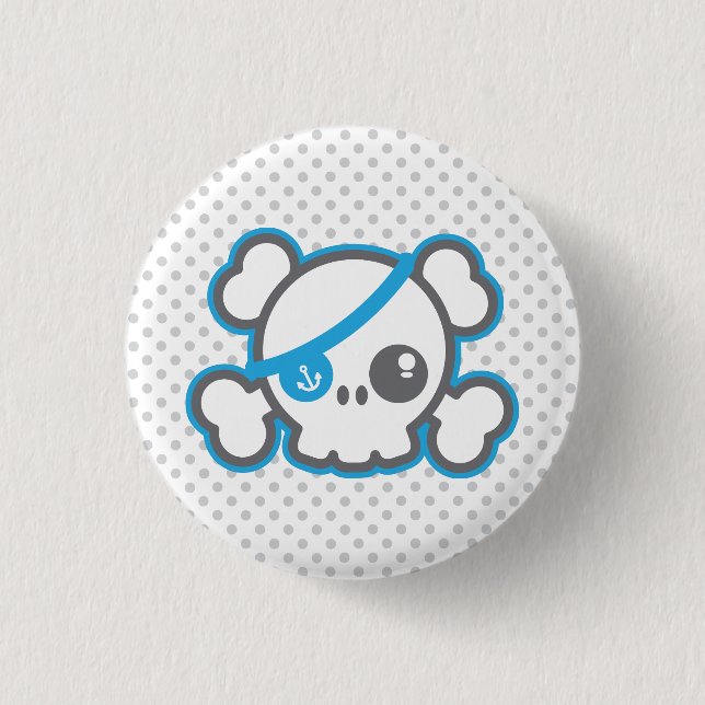 Badge Rond 2,50 Cm Bouton crâne du pirate Kawaii (Devant)